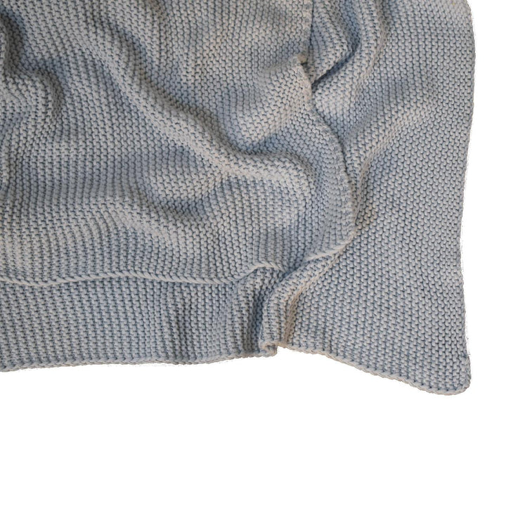 Double Blue Knit Throw - Smiddy Furniture