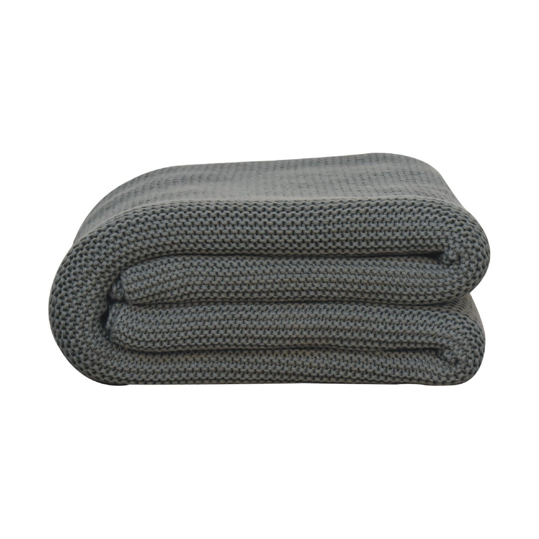 Double Olive Green Knitted Throw