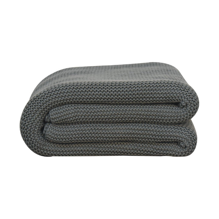 Double Olive Green Knitted Throw