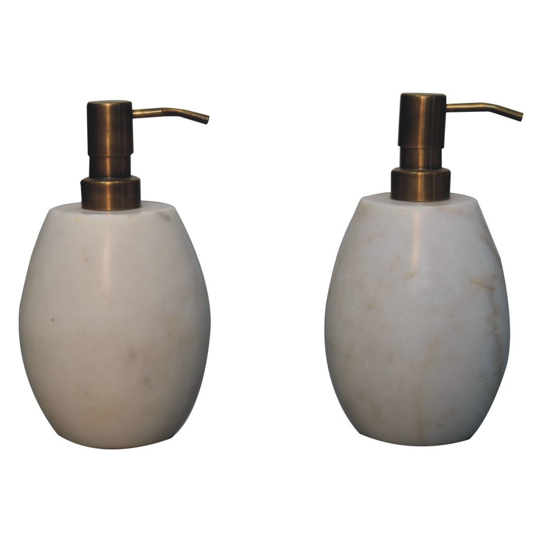 White Marble Soap Dispenser of 2 - Smiddy Furniture