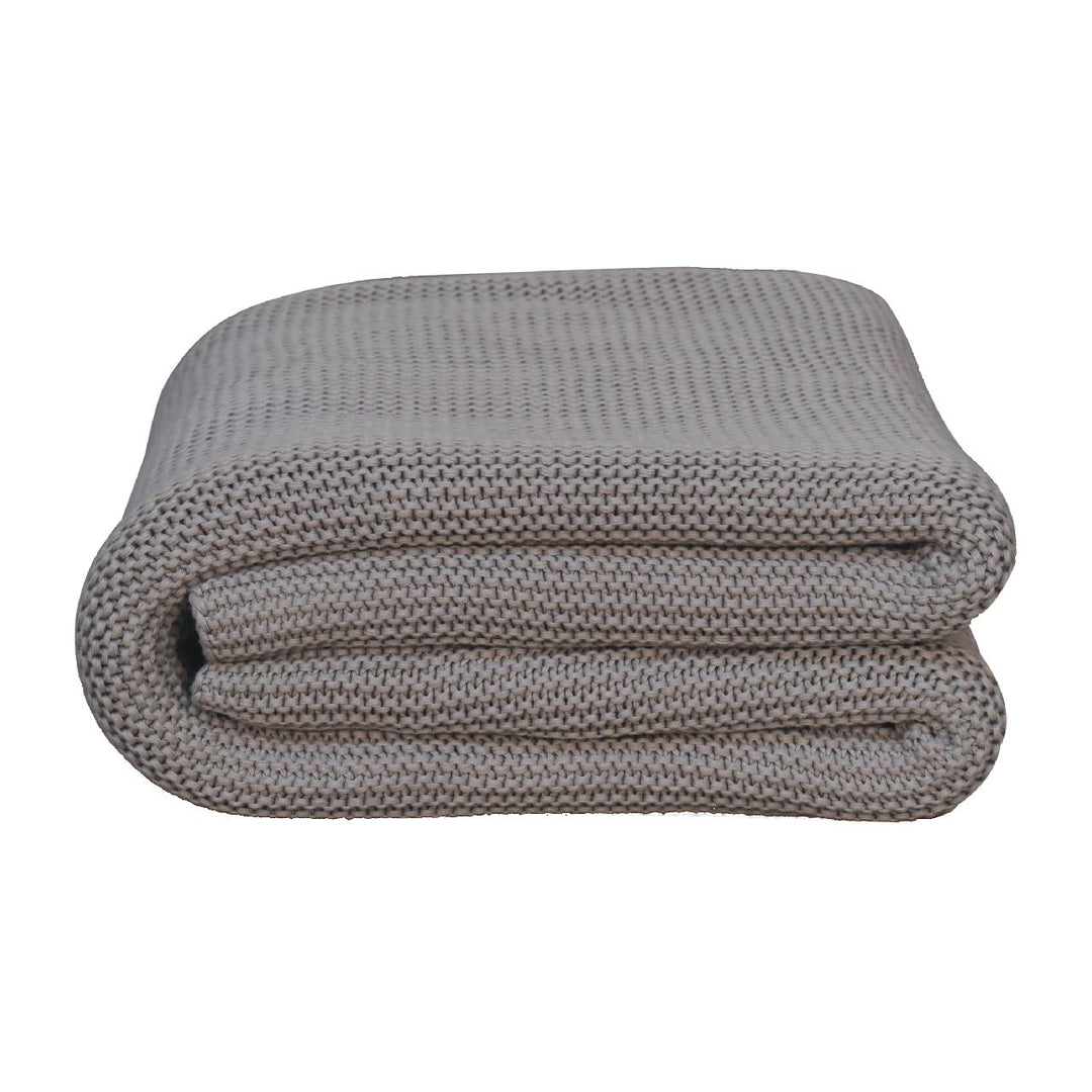 Double Grey Knitted Throw - Smiddy Furniture