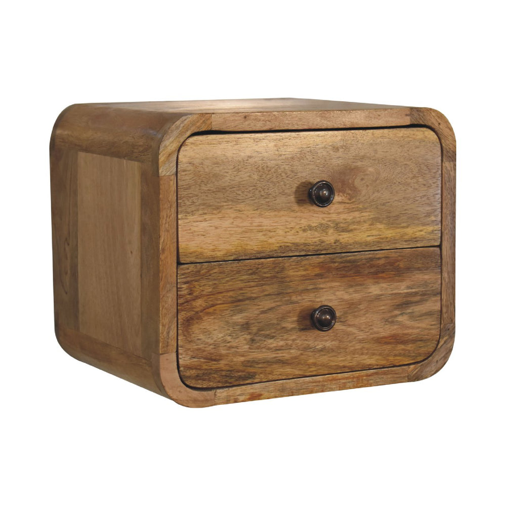 Mini Curve Oak-ish Floating Bedside-Smiddy Furniture