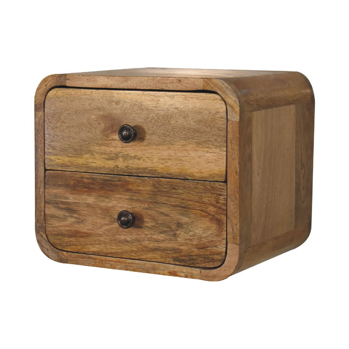 Mini Curve Oak-ish Floating Bedside-Smiddy Furniture