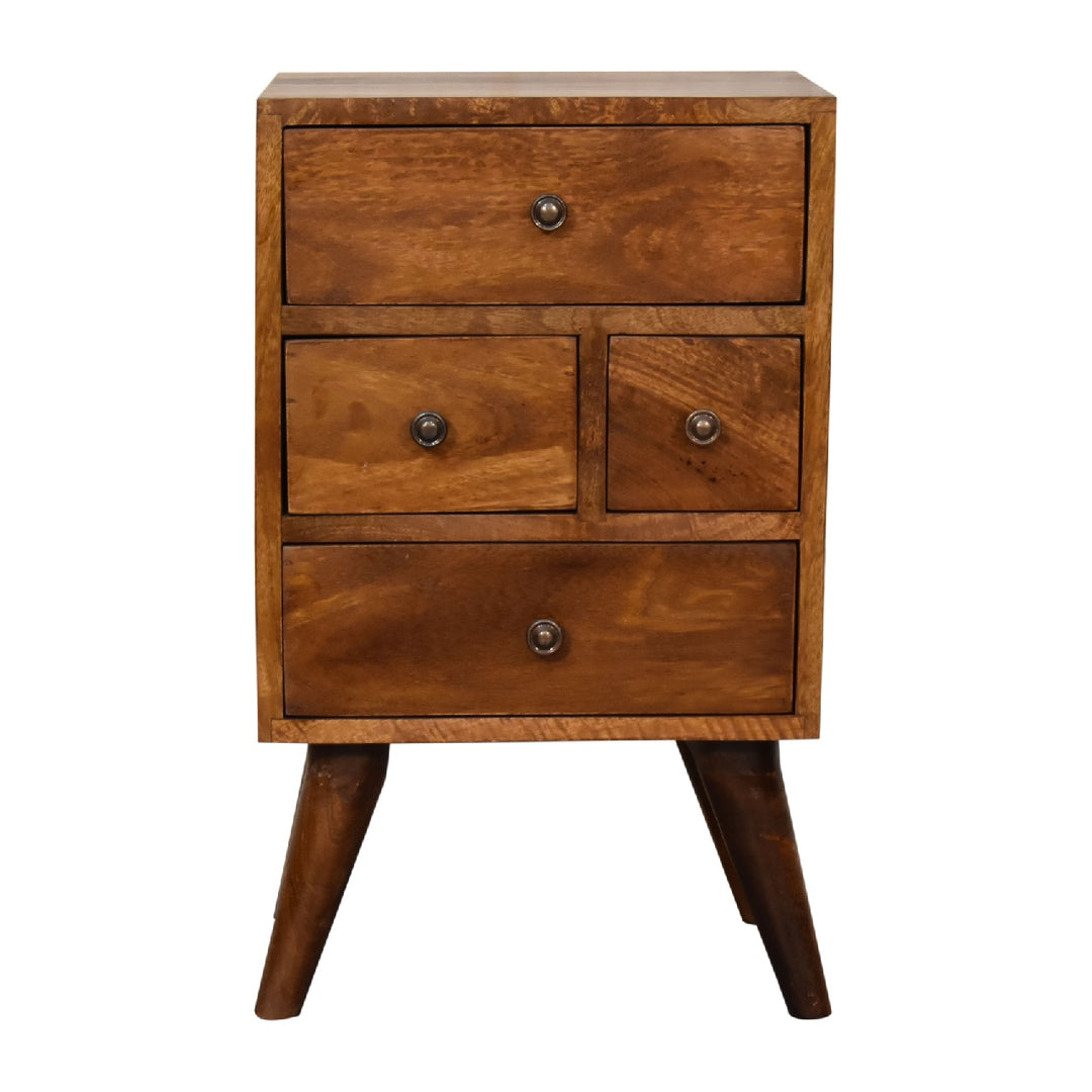 4 Drawer Multi Chestnut Bedside - Smiddy Furniture