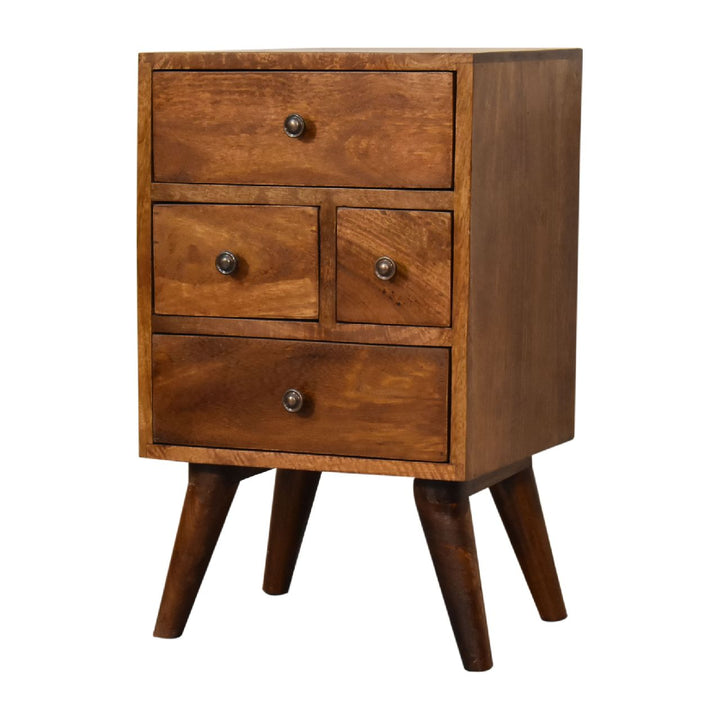 4 Drawer Multi Chestnut Bedside - Smiddy Furniture