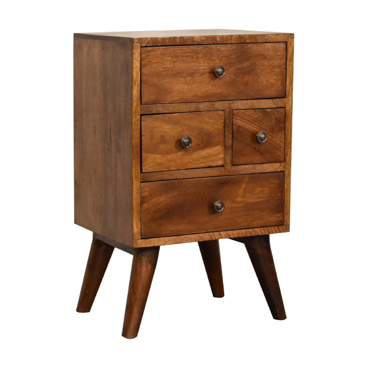 4 Drawer Multi Chestnut Bedside - Smiddy Furniture