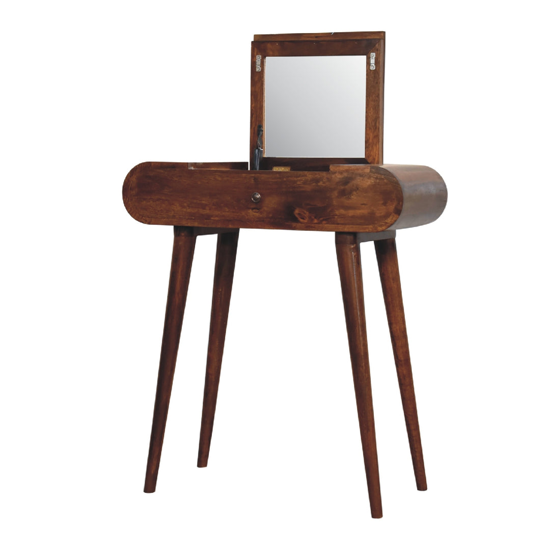Mini Round Chestnut Fold Vanity-Smiddy Furniture