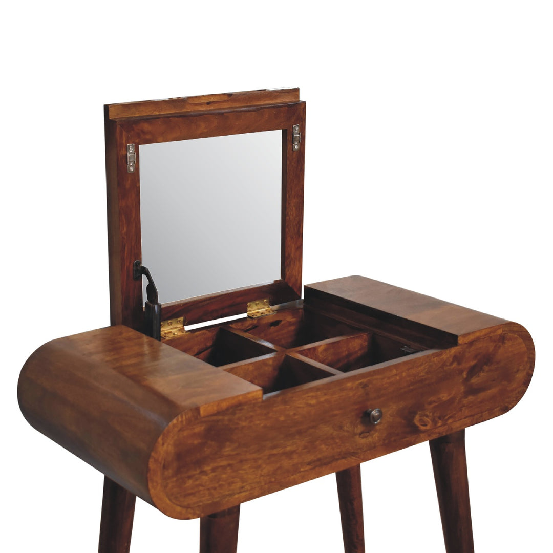 Mini Round Chestnut Fold Vanity-Smiddy Furniture