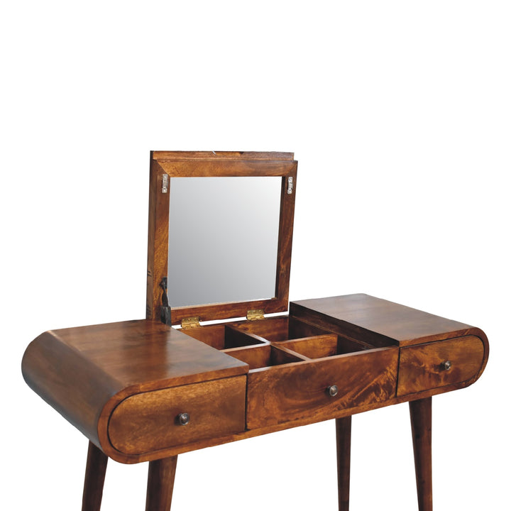 Chestnut Mirror Dressing Table-Smiddy Furniture