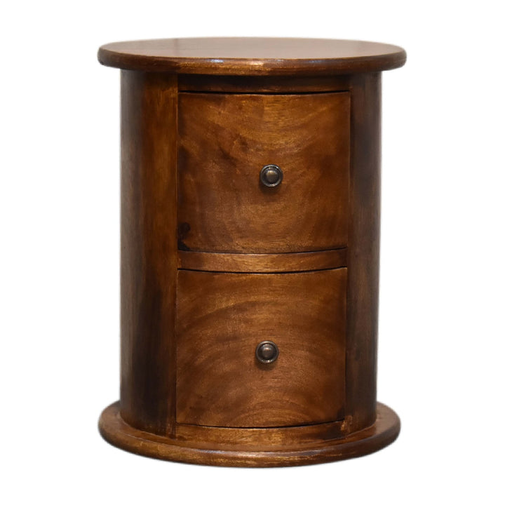 Mini Chestnut Two-Drawer Drum Chest
