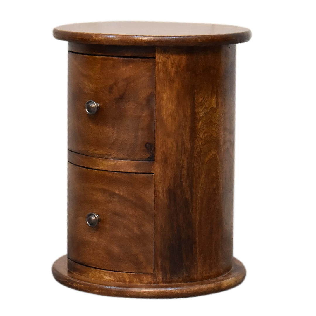 Mini Chestnut Two-Drawer Drum Chest