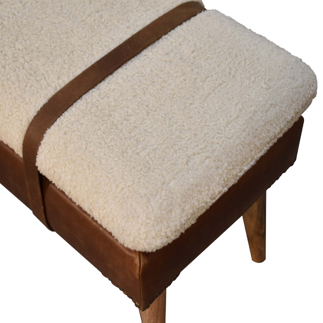 Bouclé Buffalo Hide Leather Bench - Smiddy Furniture