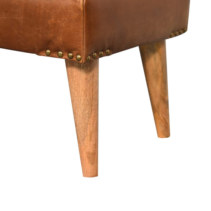 Bouclé Buffalo Hide Leather Bench - Smiddy Furniture