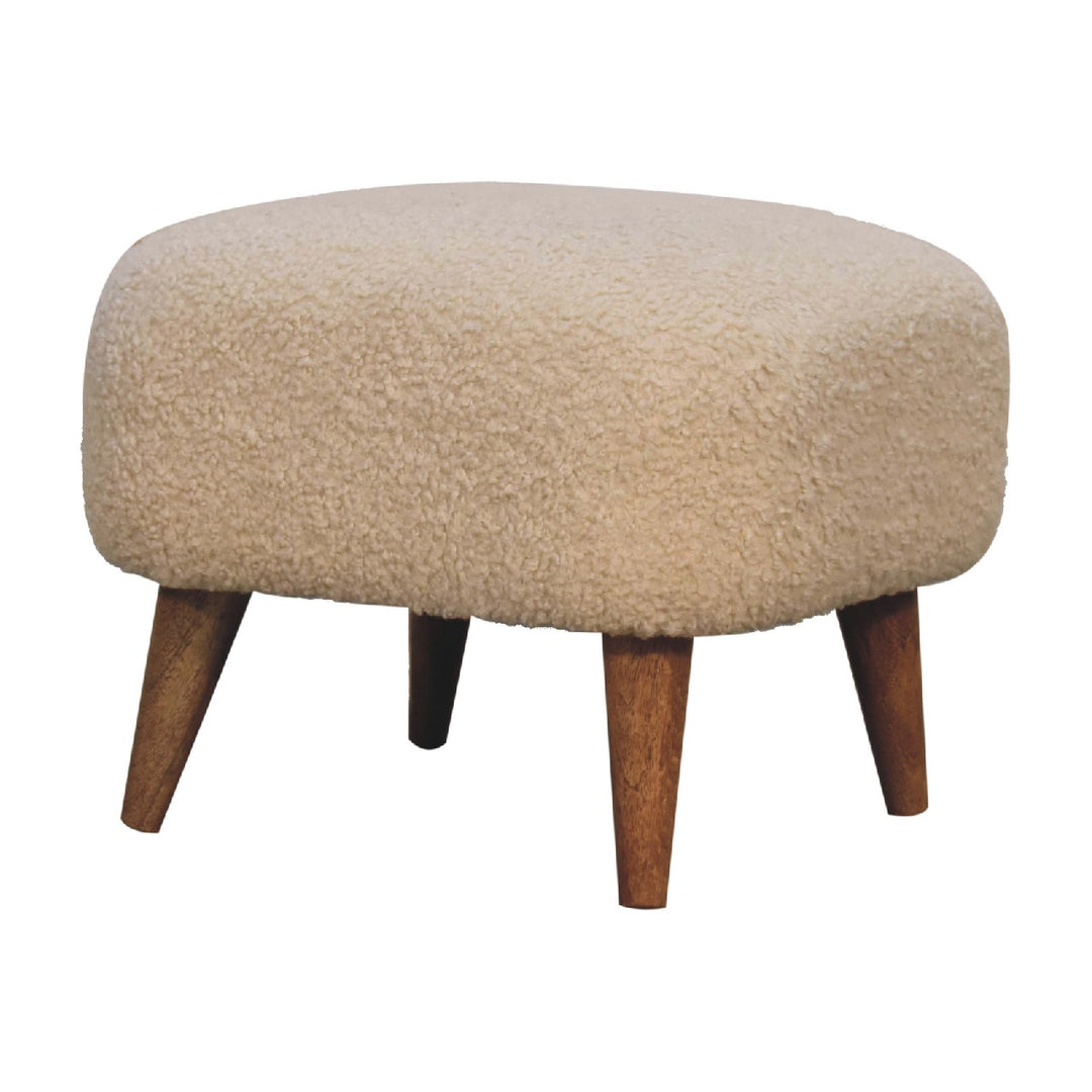 Boucle Cream Square Footstool - Smiddy Furniture
