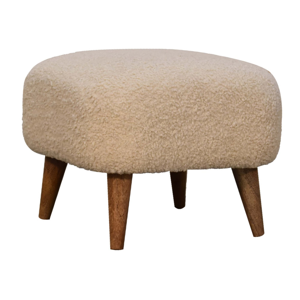 Boucle Cream Square Footstool - Smiddy Furniture