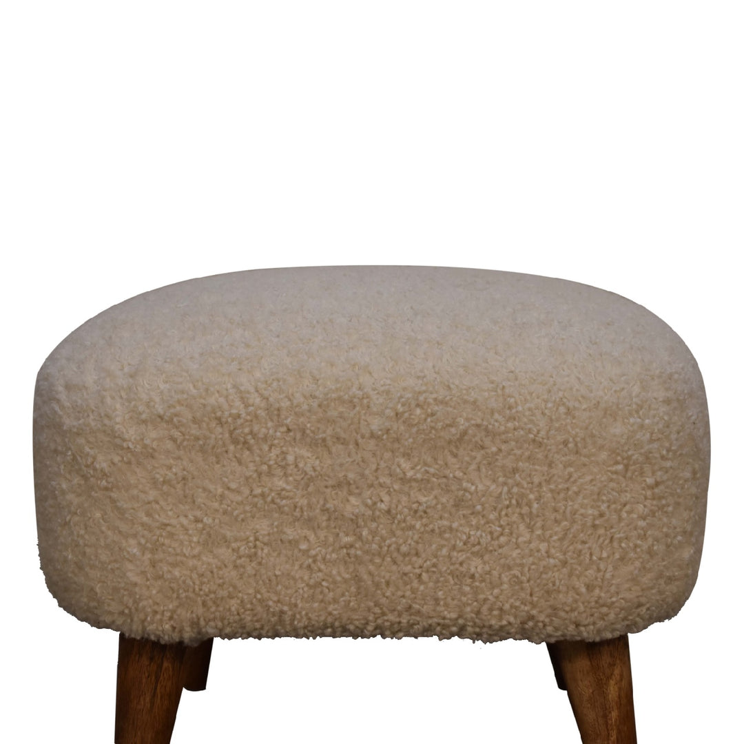 Boucle Cream Square Footstool - Smiddy Furniture