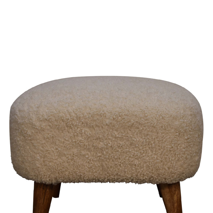 Boucle Cream Square Footstool - Smiddy Furniture