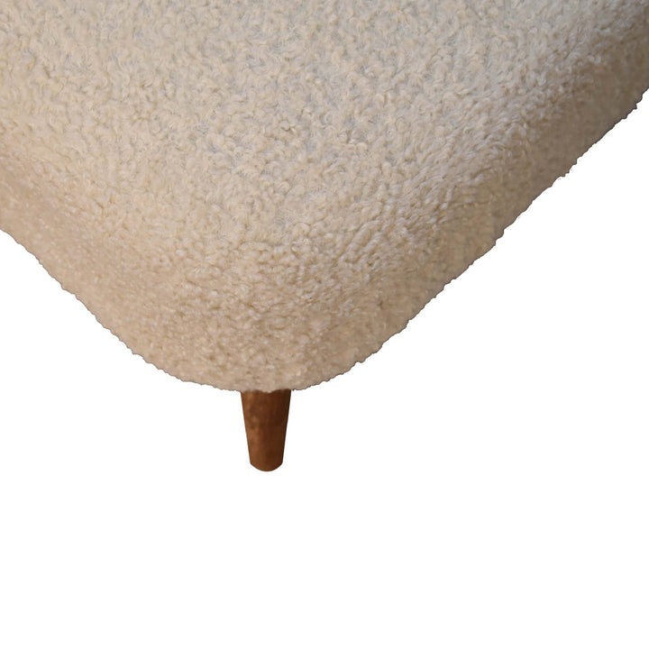 Boucle Cream Square Footstool - Smiddy Furniture