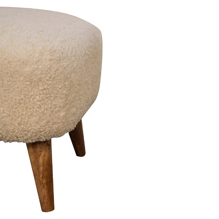 Boucle Cream Square Footstool - Smiddy Furniture