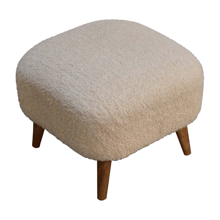 Boucle Cream Square Footstool - Smiddy Furniture