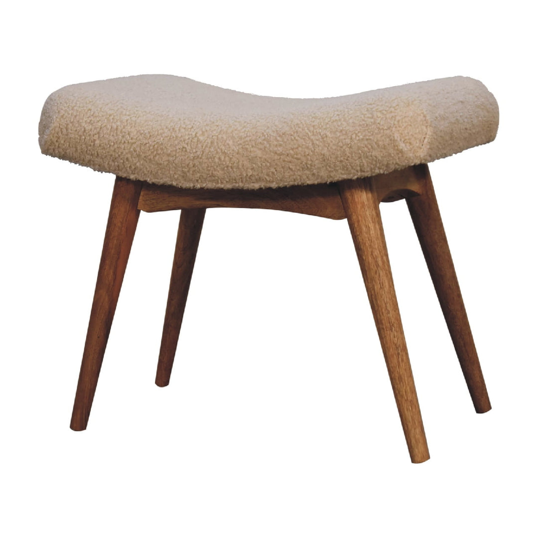 Boucle Cream Curved Bench - Smiddy Furniture