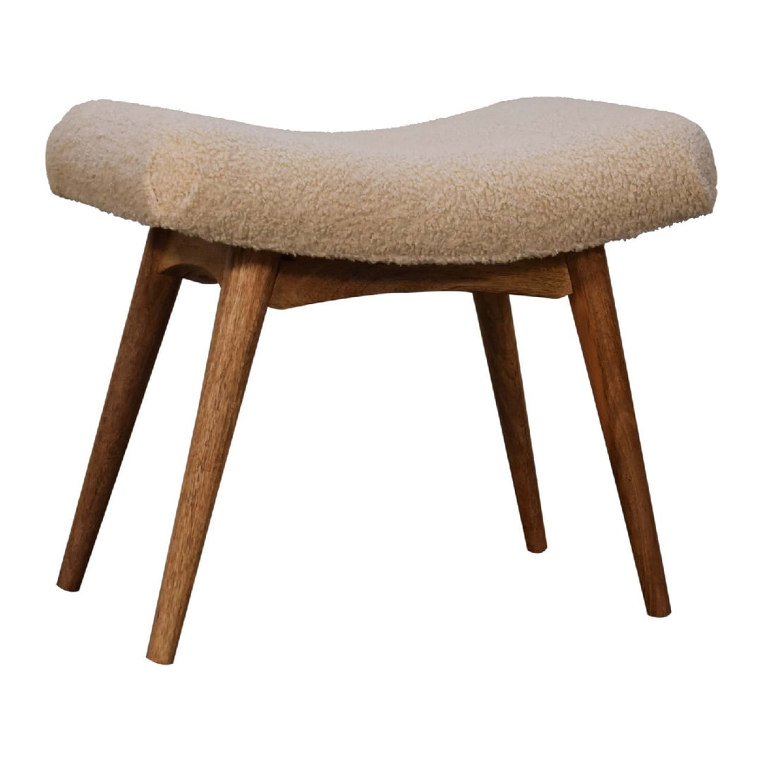 Boucle Cream Curved Bench - Smiddy Furniture