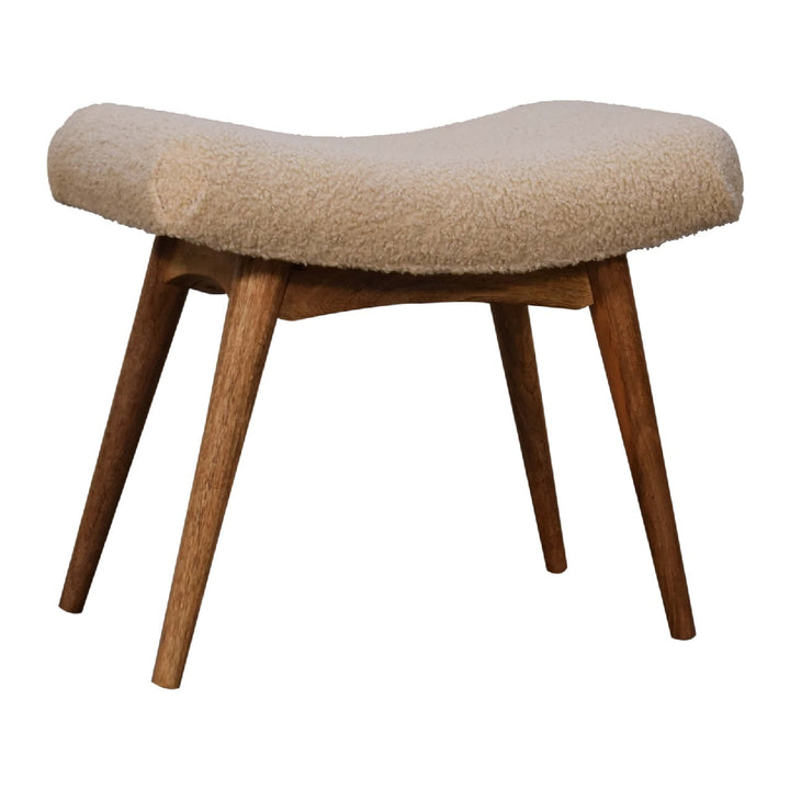 Boucle Cream Curved Bench - Smiddy Furniture