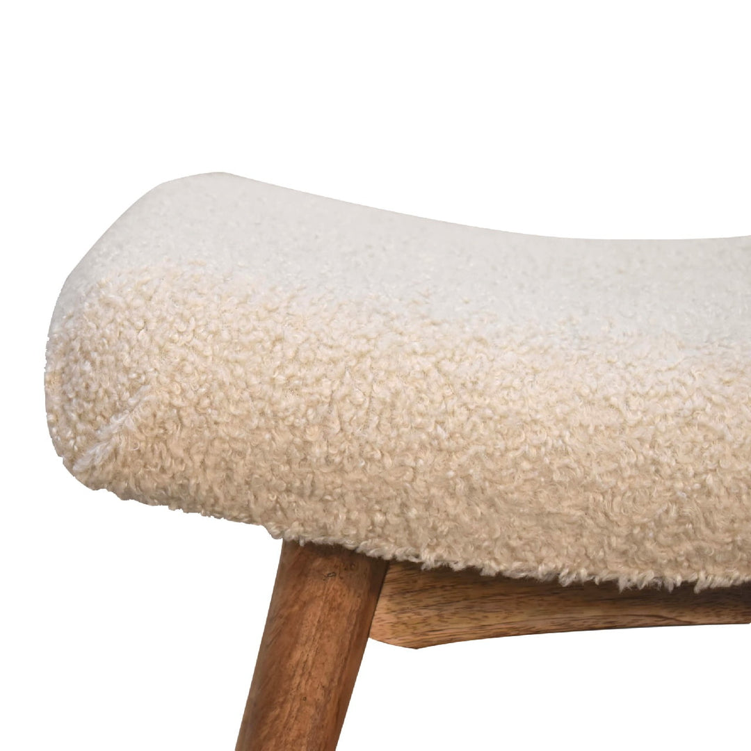 Boucle Cream Curved Bench - Smiddy Furniture