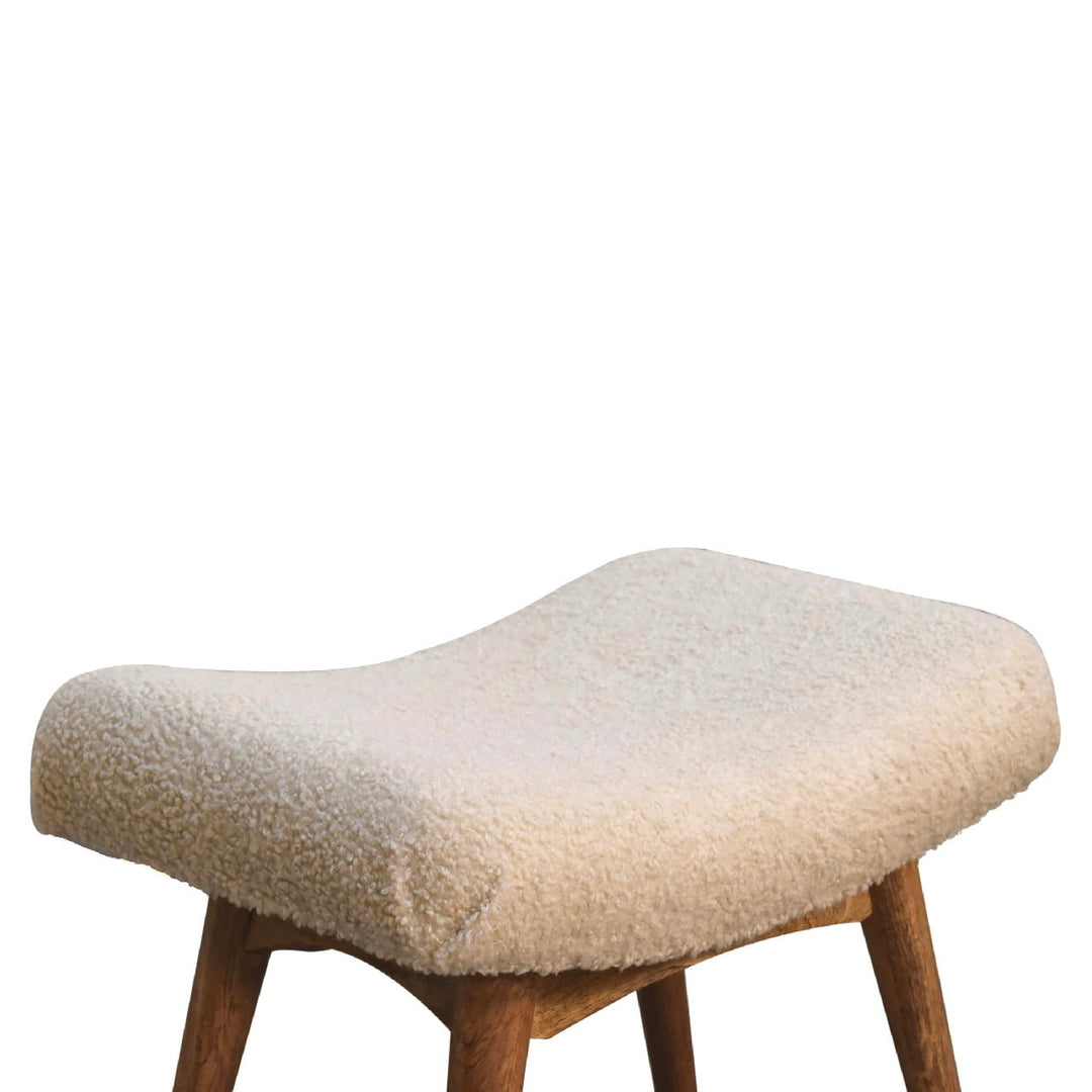 Boucle Cream Curved Bench - Smiddy Furniture