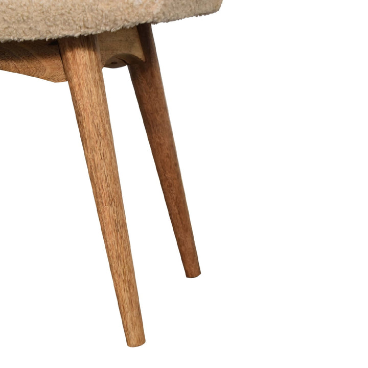 Boucle Cream Curved Bench - Smiddy Furniture