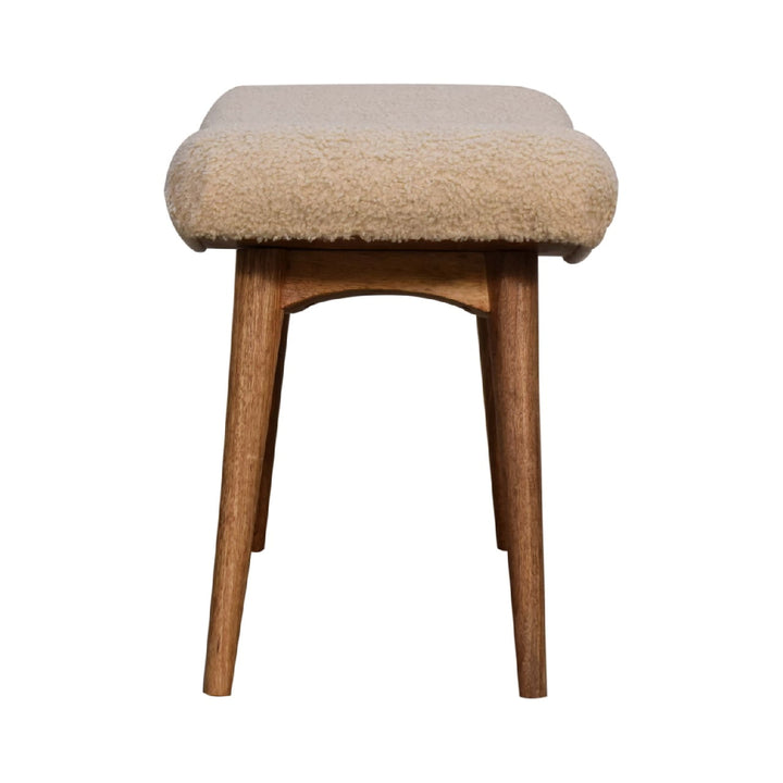 Boucle Cream Curved Bench - Smiddy Furniture