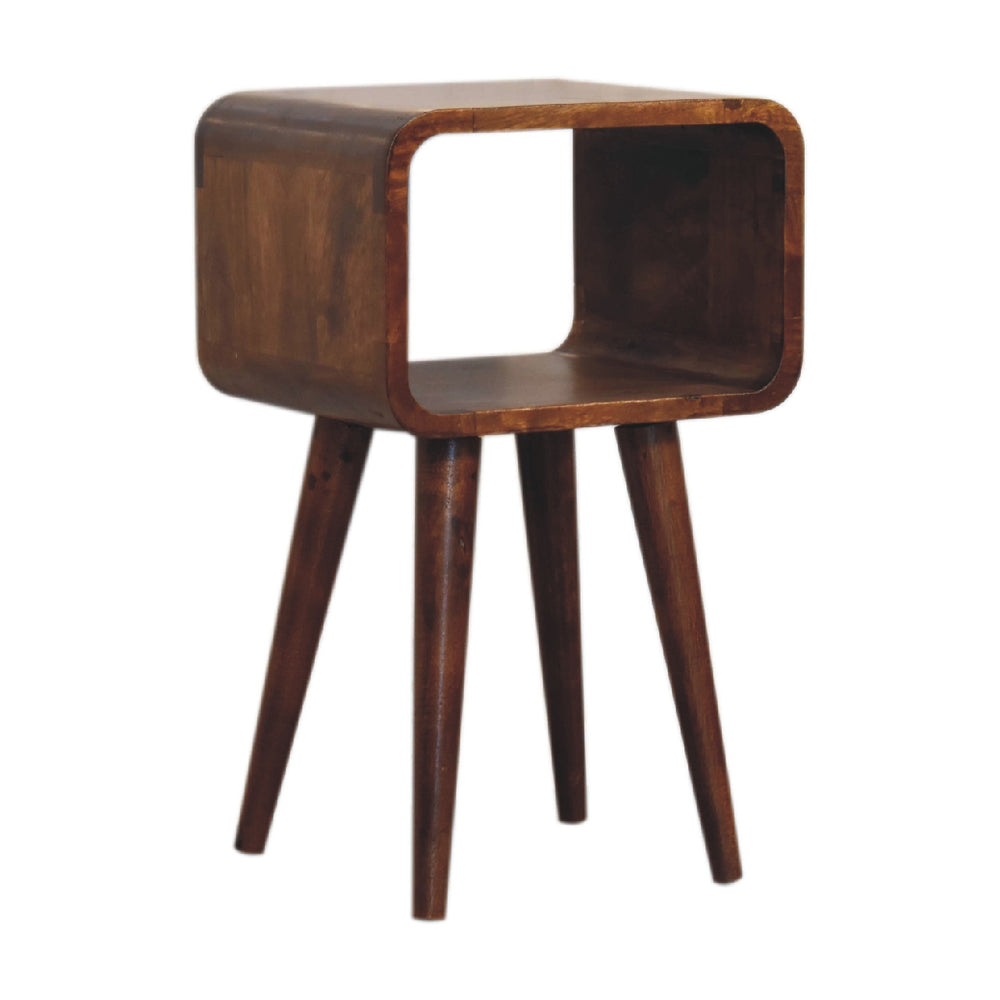 Mini Chestnut Curved Open Bedside-Smiddy Furniture