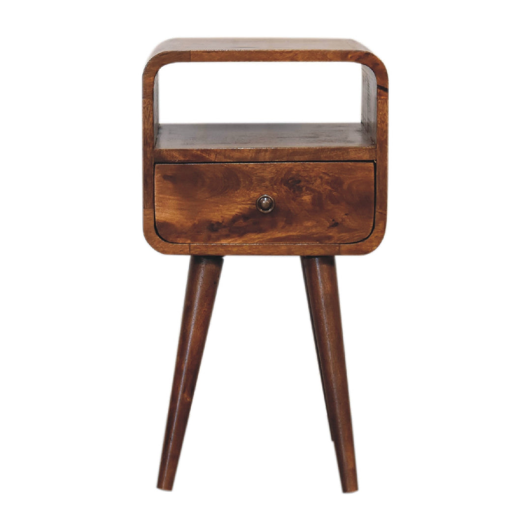 Mini Chestnut Curve Open Bedside - Smiddy Furniture