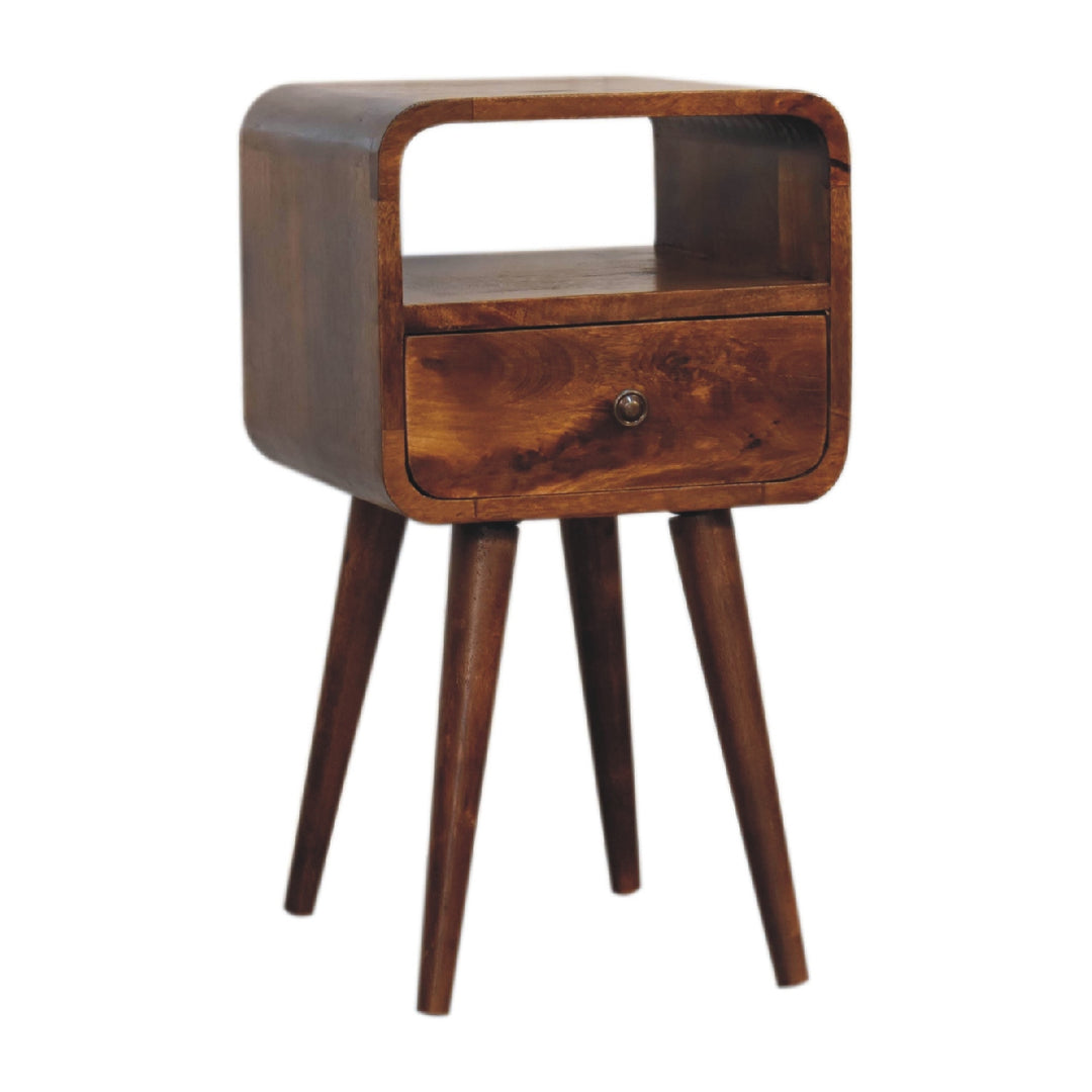 Mini Chestnut Curve Open Bedside - Smiddy Furniture