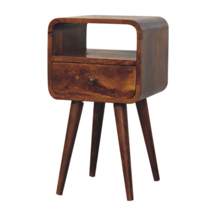 Mini Chestnut Curve Open Bedside - Smiddy Furniture