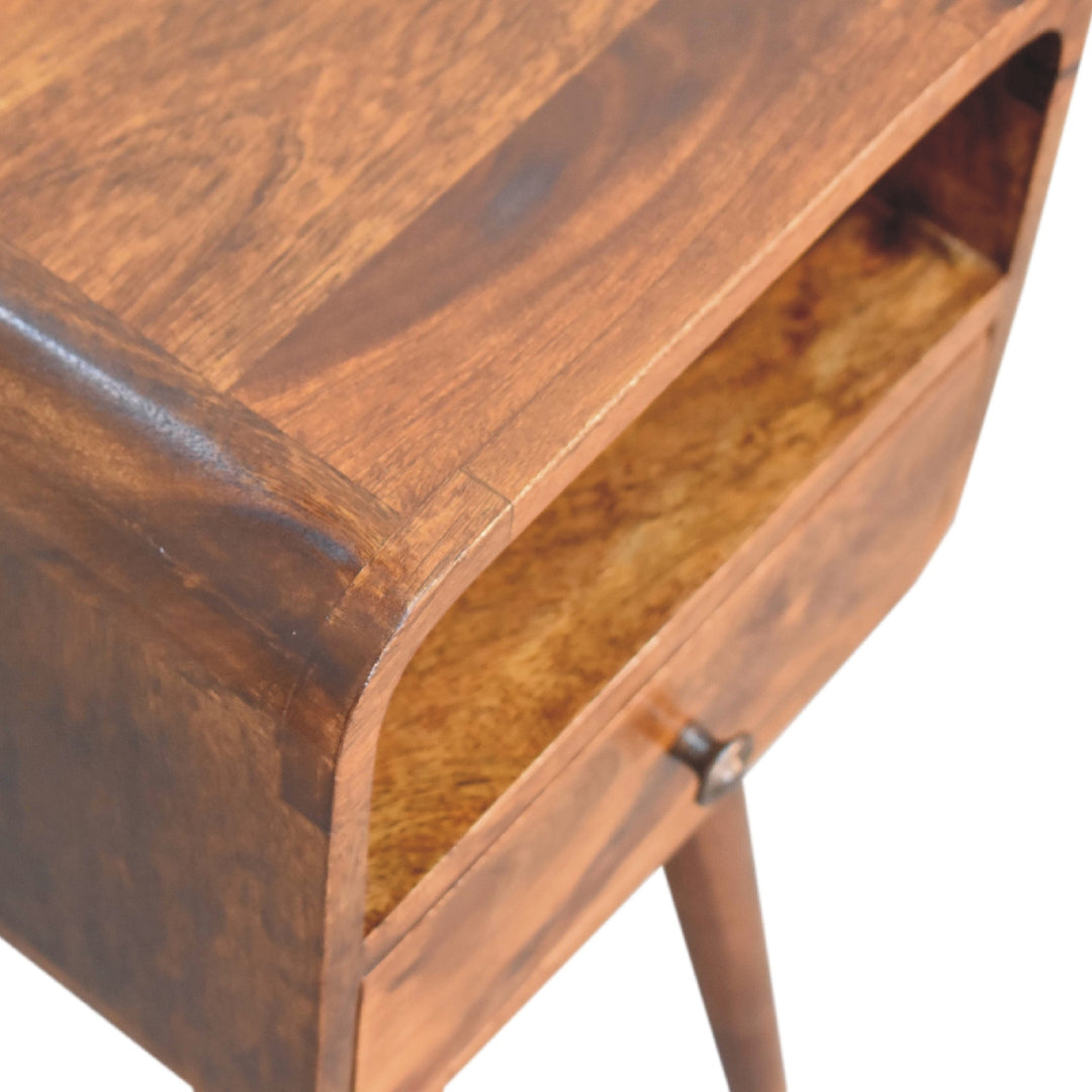 Mini Chestnut Curve Open Bedside - Smiddy Furniture