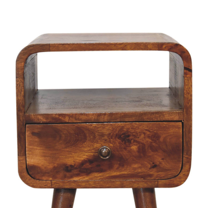 Mini Chestnut Curve Open Bedside - Smiddy Furniture