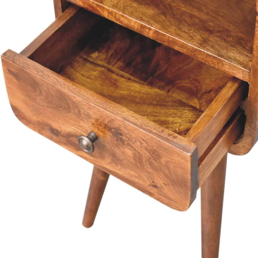 Mini Chestnut Curve Open Bedside - Smiddy Furniture