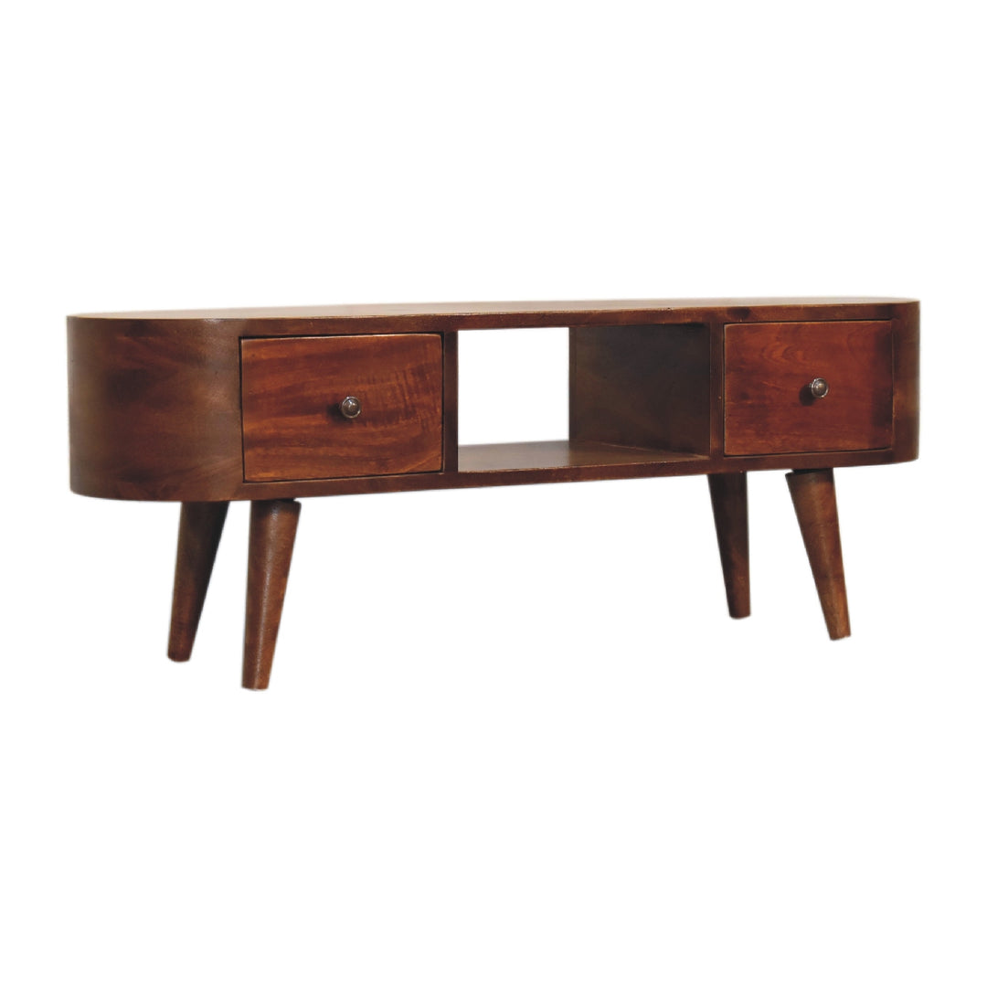 Chestnut Round Open Media Unit-Smiddy Furniture