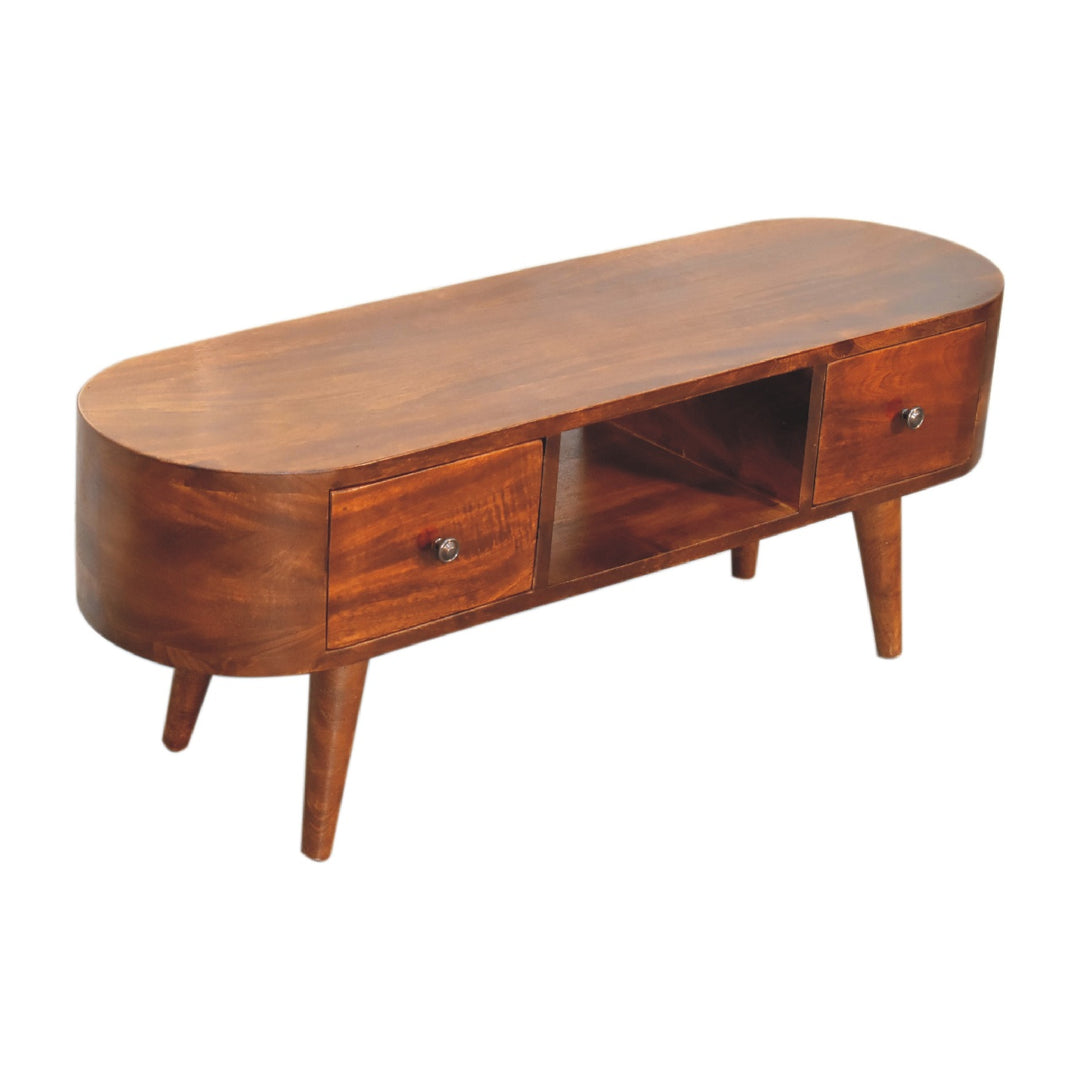 Chestnut Round Open Media Unit-Smiddy Furniture