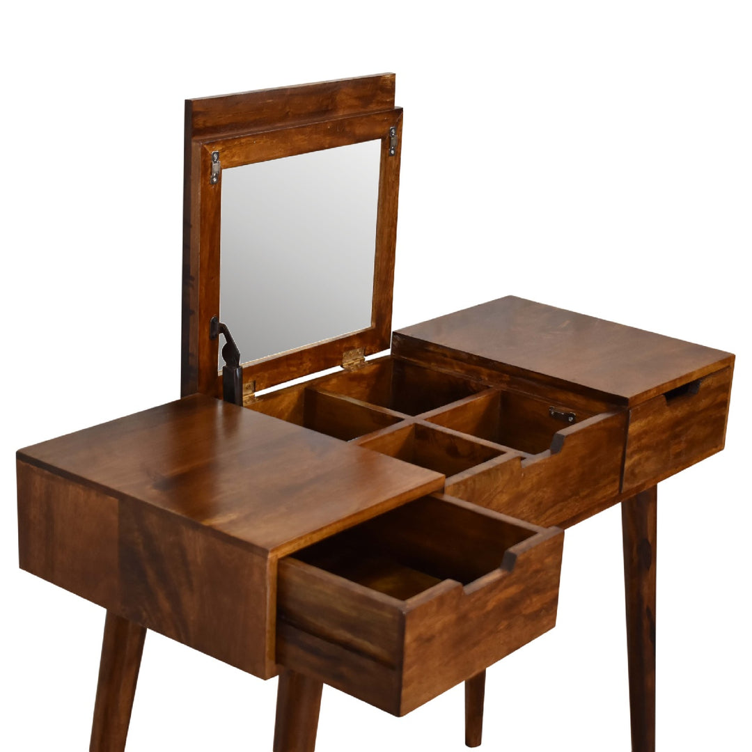 Chestnut Foldable Mirror Table-Smiddy Furniture