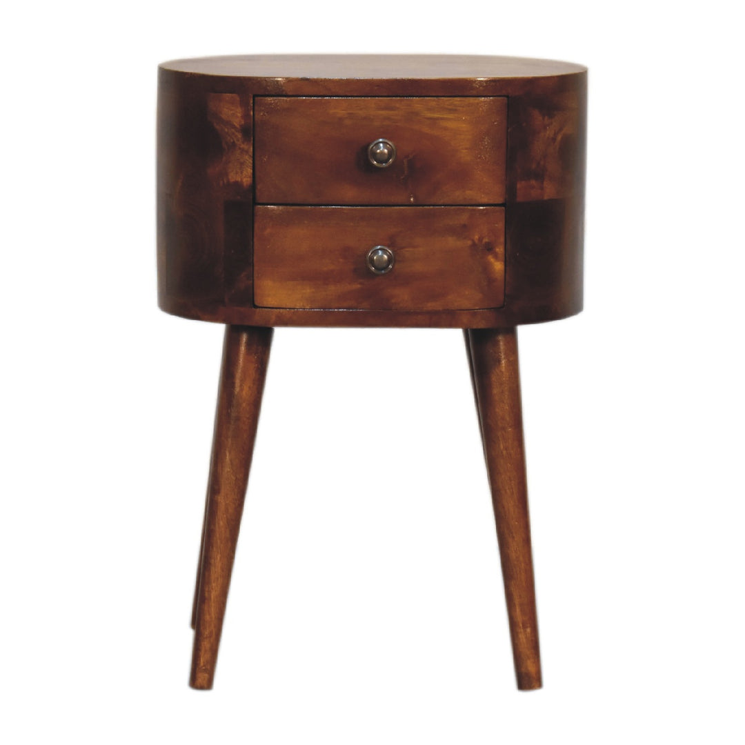 Mini Chestnut Rounded Bedside Table-Smiddy Furniture