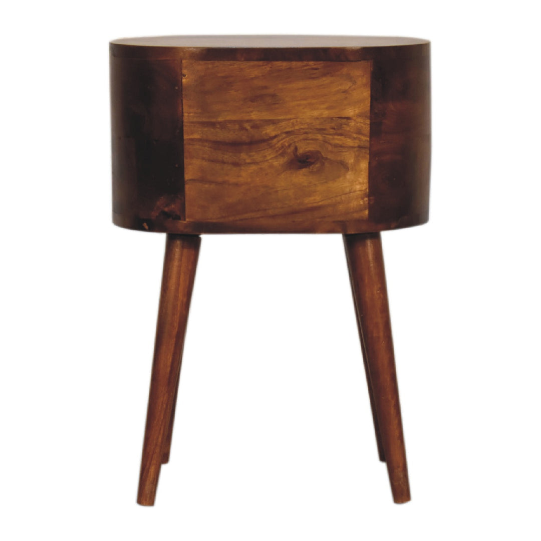 Mini Chestnut Rounded Bedside Table-Smiddy Furniture