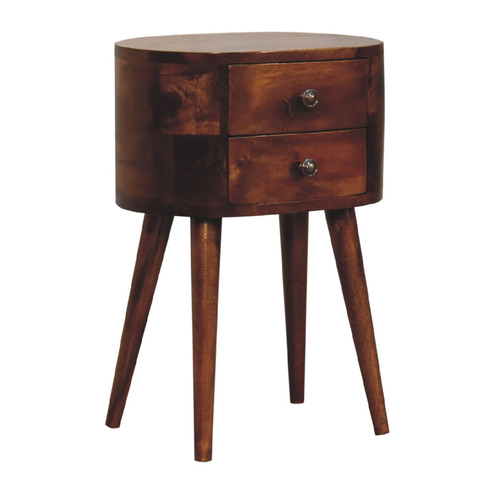 Mini Chestnut Rounded Bedside Table-Smiddy Furniture