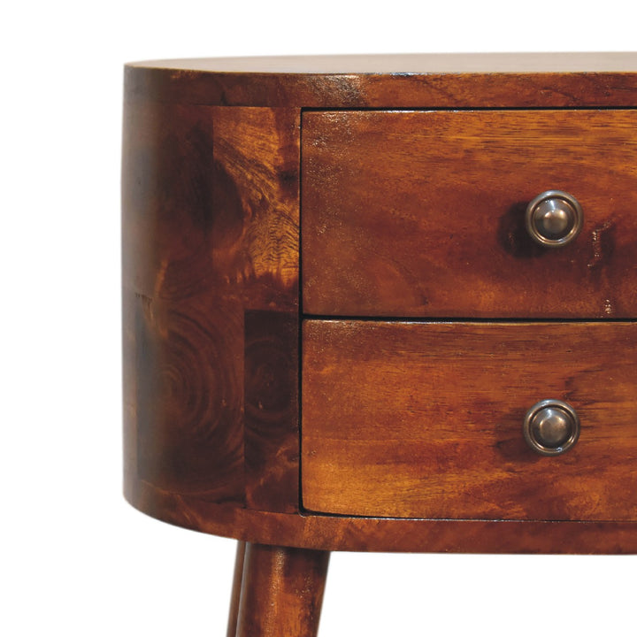 Mini Chestnut Rounded Bedside Table-Smiddy Furniture
