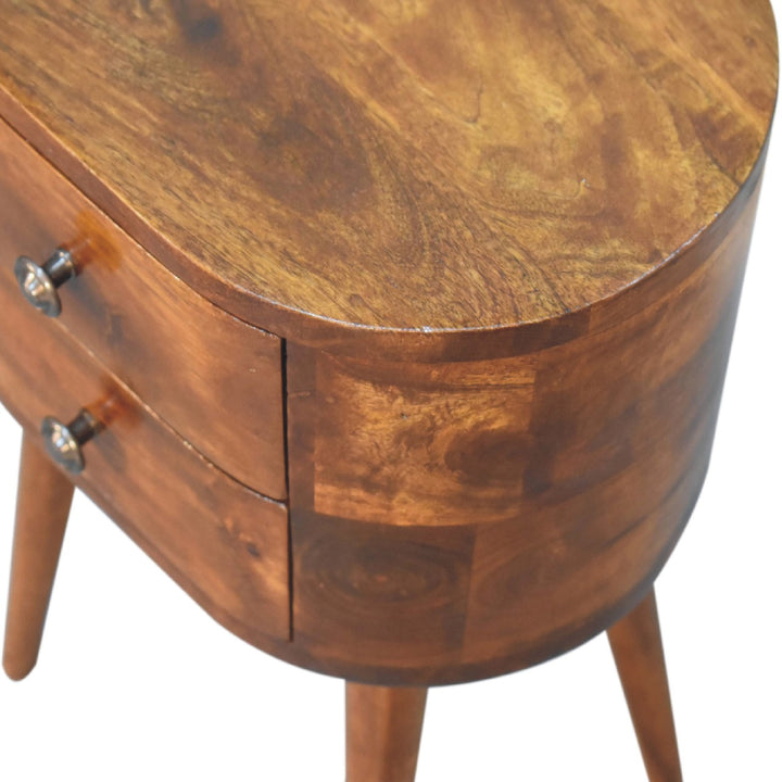Mini Chestnut Rounded Bedside Table-Smiddy Furniture