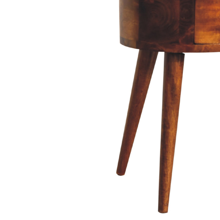 Mini Chestnut Rounded Bedside Table-Smiddy Furniture