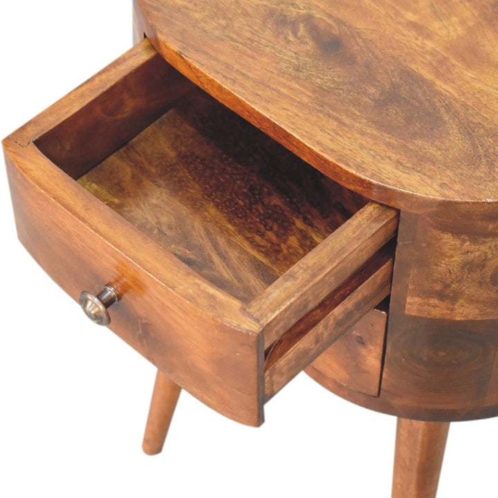 Mini Chestnut Rounded Bedside Table-Smiddy Furniture