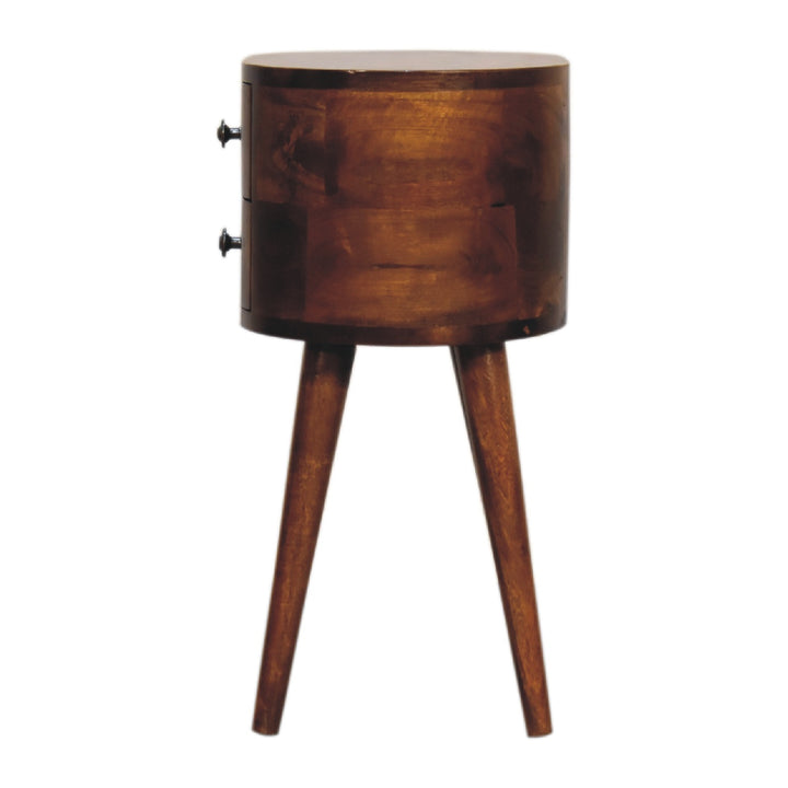 Mini Chestnut Rounded Bedside Table-Smiddy Furniture