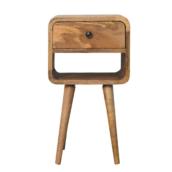 Mini Oak - ish Curve Lower Bedside - Smiddy Furniture